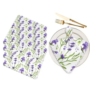 Lavender Flowers And Leaves Cloth Napkins Dinner Table Napkins Watercolor Decora - Picture 1 of 8