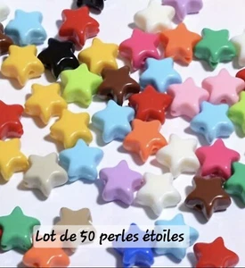 Lot de 50 perles étoiles acrylique Multicolore, environs 1 cm, neuf - Imagen 1 de 1