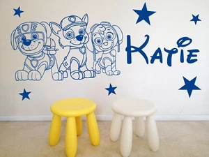 #082 Wall Stickers Sticker Decal Kids Bedroom Room Paw Patrol Zuma Rocky Skye - Picture 1 of 2