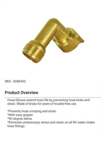 Lead Free Brass 90 Degree RV Water Garden Hose Elbow - Picture 1 of 3