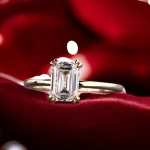 IGI-zertifizierter Diamantring im Smaragdschliff 1,50 kt Laborgefertigt 14 kt Weißgold - Bild 1 von 14