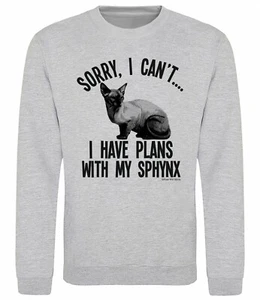 Sorry I Have Plans With My Sphynx Gato Sudadera Adultos o Niños Gatos Jumper Regalo - Imagen 1 de 3