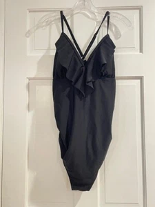 Isabel Maternity Size Large Black Flutter Top One Piece Bathing Suit Swimsuit - Picture 1 of 6