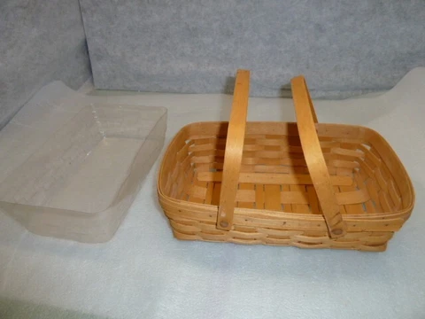 Vintage Longaberger Baskets Handwoven 14"x9"x4" w/ Swing Handles SIGNED 1997 Cover