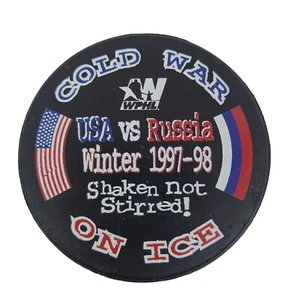 WPHL Vtg Rare 1997 Hockey Puck Russia Vs USA Cold War On Ice Shaken Not Stirred - Picture 1 of 2
