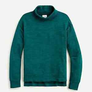 J Crew Vintage Fleece Terry Turtleneck Sweatshirt L Spruce Green NEW