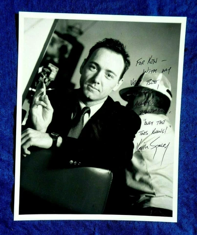 Autographed Kevin Spacey 8x10 black & white still photo Inscribed Signed Cover