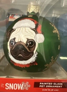 Mops Hund Christbaumschmuck, Mops bemalt Glasschmuck - Bild 1 von 1