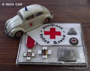 Vintage Plastic Tin Friction Car... WW2 VW Volkswagen Beetle German Red Cross - Picture 1 of 10