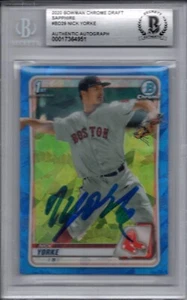 Nick Yorke 2020 Bowman Chrome Draft Sapphire Signed Rookie Card Beckett - Picture 1 of 2