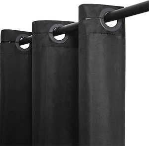 GARDINENSTANGE Set mit Duschvorhang schwarz  Duschvorhangstange 160-300 cm - Bild 1 von 5