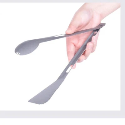 EDC Titanium Alloy 2 in 1 Spork Spatula Shovel Camping BBQ All-In-One Utensil - Image 1 of 4