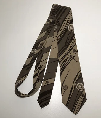 Corbata vintage Pierre Balmain marrón abstracta 100% seda hecha en Italia. Foto 1 de 4
