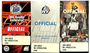 3 pases oficiales de prensa vintage 1998 NBA baloncesto All Star Games John Hareas - Imagen 1 de 4