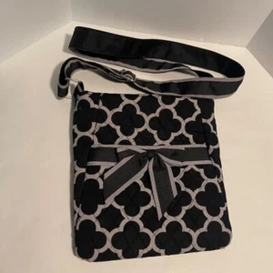 Rosen Blue Women's Quilted Crossbody Shoulder Bag with Bow Black and Gray - Picture 1 of 12