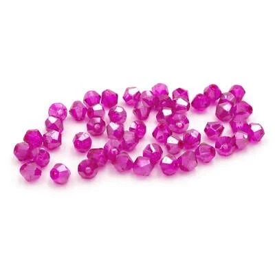 Vintageparts DIY Glasschliffperlen als Bicone in magenta 4mm 50 Stück - Bild 1 von 2