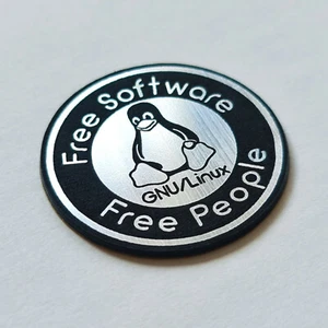 GNU Linux Open Source Sticker Case Badge - Chrome Reflective - 35mm x 35mm - Bild 1 von 2