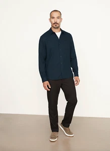 NEW Vince Navy Cotton Wool Blend Twill Button Up Shirt Sz S NWT $325 - Picture 1 of 15