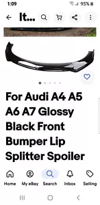 For Audi Quattro a4 Glossy Black Front Bumper lip Slitter Spoiler - Picture 1 of 5