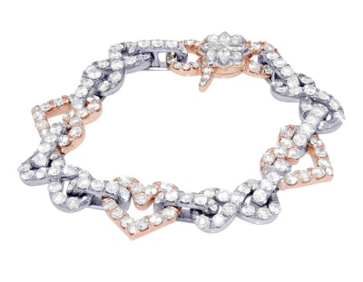 Solitaires 12 Pointer Hearts 14 7/10 CT Real Diamond Infinity Links Bracelet ... - Image 1 of 4
