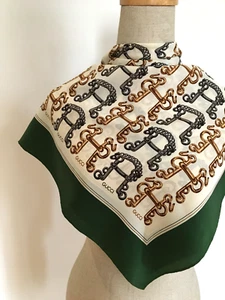 Gucci Equestrian Scarf in silk 33 inches Green colourway - Picture 1 of 9