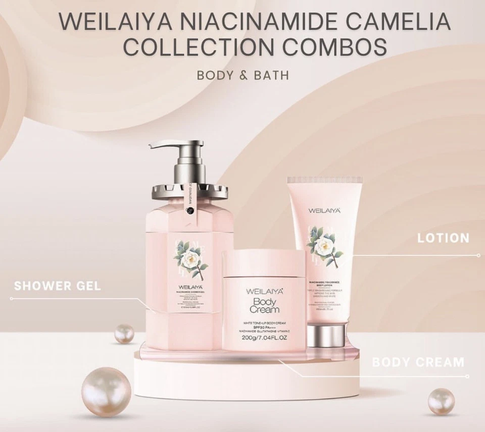 WEILAIYA  Camellia Collection Face & Body Day Cream+Shower Gel+Body Lotion+US - Image 1 of 4