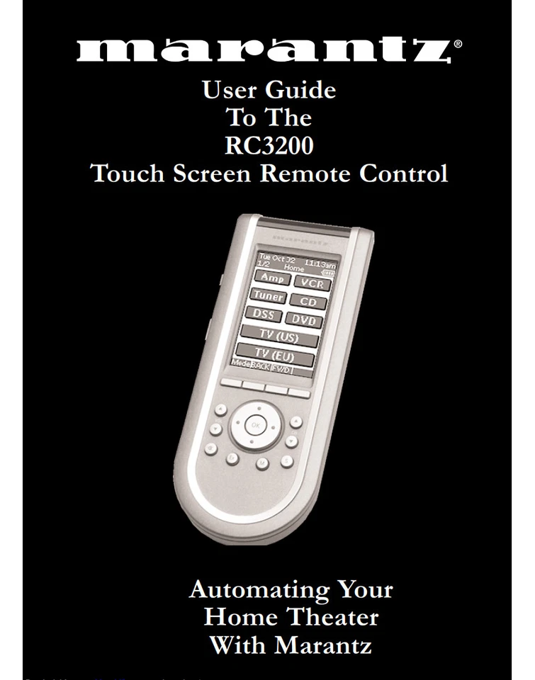 Marantz RC3200 Remote Control Owners Manual