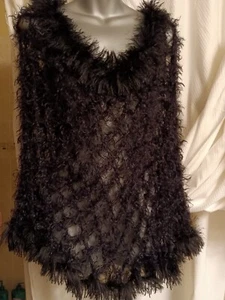 OC Bolero Poncho Envolvente Chal Negro Tejido Cuentas Tirón Ajustable Talla Única - Imagen 1 de 8
