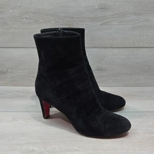 Christian Louboutin Mujer Negro Gamuza Tacón Botas Zapatos Talla 36.5/6.5 - Imagen 1 de 16