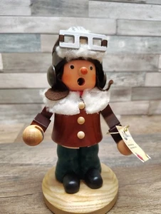 CHRISTIAN ULBRICHT Aviator Airplane Propeller Smoker Wood Figurine Germany Read - Picture 1 of 9