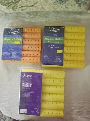 3 rodillos de pelo magnéticos Diane (36 rodillos en total) tamaño 13/16" y 15/16" Foto 1 de 4