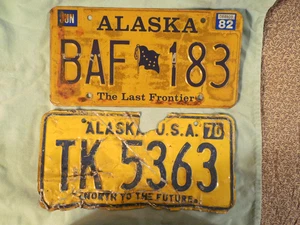 Zwei 2 Oldtimer Alaska Auto Autokennzeichen 1970 und 1982 - Bild 1 von 4