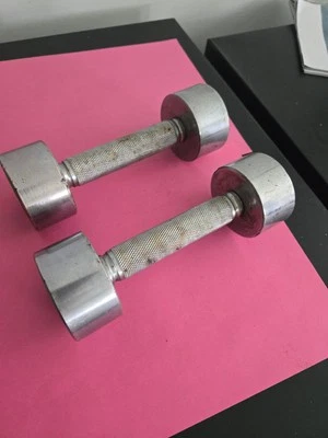 PAIR Vintage Gold’s Gym 5lb  Chrome Dumbbells (5Lb) Screw on Heads - Image 1 of 4