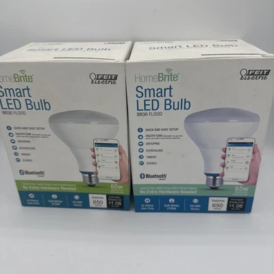 2X Feit Electric BR30/650/LED/HBR 65W Eqvlnt 2700K  Bluetooth Smart LED - Image 1 of 4