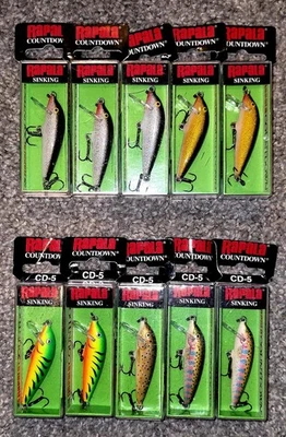 (LOTE DE 10) RAPALA CD-5 CUENTA REGRESIVA Señuelos Bajo Trucha Perca Lucio Crankbaits CD5 2"  Foto 1 de 4