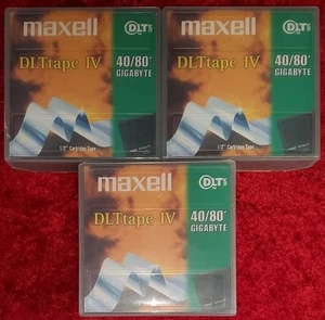 Maxell DLT Tape IV 40/80 Gigaoctets 1/2" Cartouche Ruban x3. Ref00069 - Photo 1/4
