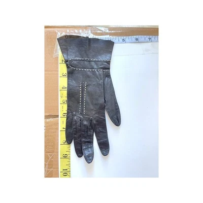 Guantes de Conducción Fownes Cuero Negro Vintage Talla 6.5 Costura en Contraste Mod Foto 1 de 4