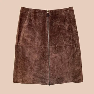 Isaac Mizrahi for Target Vintage 100 % Leder braun Cowgirl Wildleder Rock 10 - Bild 1 von 5