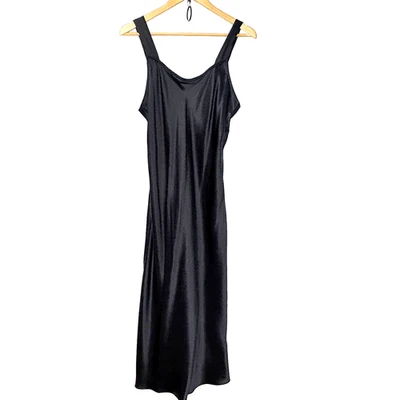 Vestido sin Mangas De Colección Para Mujer Negro 100% Seda Mediano Maxi Y2K Gótico Cóctel Tranquilo Lujo Foto 1 de 4