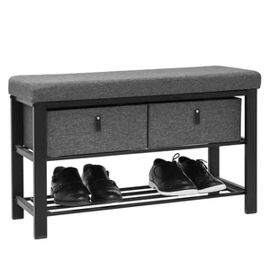 Schuhbank mit Polster - 81x32x50 Sitzbank mit Schuhregal und Aufbewahrungsboxen - Bild 1 von 10