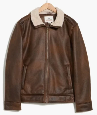 Rainforest Men's Brown Faux Leather Shearling Lined Aviator Jacket Size L - Image 1 of 4