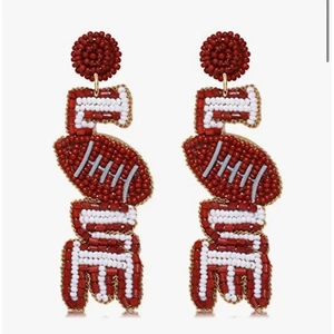 Pendientes de fútbol hippie de JolliMolli con cuentas día del juego colgantes nuevos - Imagen 1 de 7