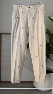 Men's BROOKS BROTHERS Tennis Racquet Embroidered Khaki Pants Size 34 X 32 - Picture 1 of 4