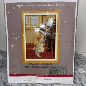 Joy Sunday Cross Stitch R544 /4568 The little girl and the piano-34X48cm - Imagen 1 de 3