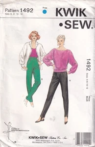 80s Kwik Sew Sewing Pattern 1492 Misses Pull On Pants Stirrups Size 6-12 - Bild 1 von 2