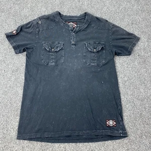 Affliction Hemd Herren Large schwarz Henley Kurzarm Mineral Wash Live Fast - Bild 1 von 13