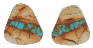 Natural Royston Ribbon Turquoise Earrings By Navajo Artist Angela Martin - Picture 1 of 2