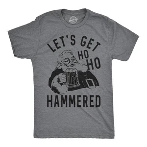Mens Ho Ho Hammered T Shirt Funny Christmas Drinking Tee For Guys - Picture 1 of 7