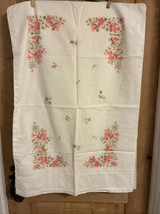 vintage cannon Percale pillowcase pair standard pink rose mcm retro - Picture 1 of 5