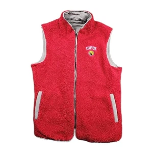 IUPUI Reversible Fleece Puffer Vest Jacket Red Gray Mens LARGE Indiana Purdue  - Bild 1 von 7